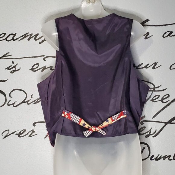 Vintage 90s Ivy Club Classics Patriotic Quilted Print Women's Vest, L/XL - Picture 3 of 5